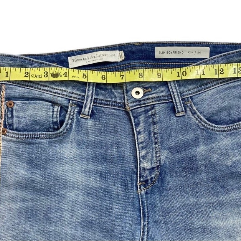 Pilcro Anthropologie Women's Sz 26 Blue Side Stripe Slim Boyfriend Crop Jeans - Picture 7 of 7